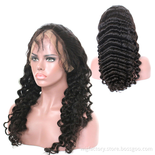 raw unprocessed virgin indian hair wigs, 13*4 lace loose deep wave virgin remy indian lace wig